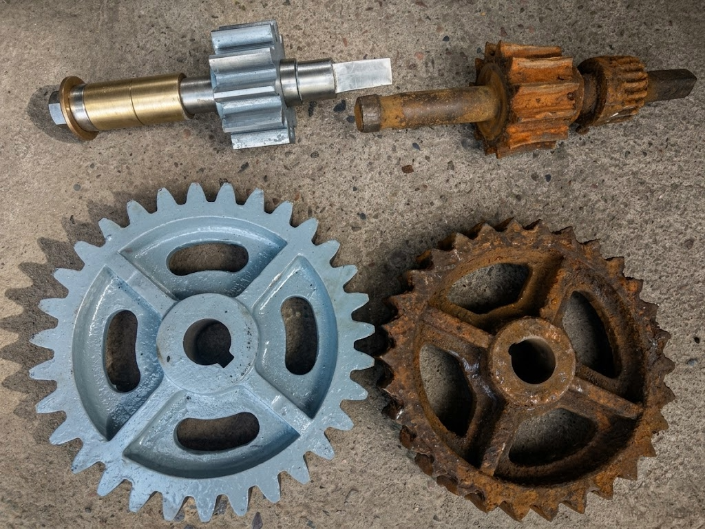 Componentes dañados y proceso de fabricación